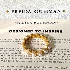 Freida Rothman Elegant Gold and Pearl Women's Ring size 9 -NEW